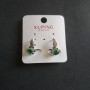 Xuping Earrings with Green Cubic Zirconia 17x13mm, Rhodium Plated