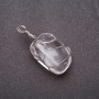 Tumbled Natural Rock Crystal Pendant in Silver-Tone Wire Wrap, 20x20mm (+/-)