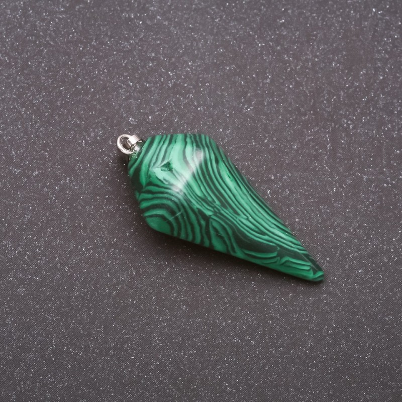 "Pendulum" Pendant with Natural Malachite Stone 40x30x13mm