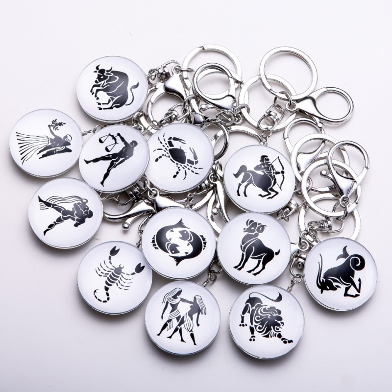Zodiac Keychain, diameter 3.5 cm, length 9 cm, pack of 12