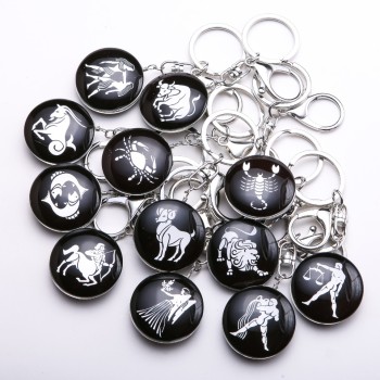 Zodiac Keychain, diameter 3.5 cm, length 9 cm, pack of 12
