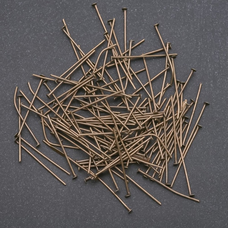 Findings Head Pin, 26mm Length, “Nail Head” Style, Bronze, 0.5kg