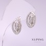 Xuping Earrings with White Rhinestones, 17x10mm, Rhodium