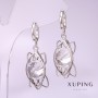 Xuping Earrings with White Stone, 40x12mm, Rhodium