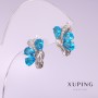 Xuping Earrings with Light Blue Stone, 10x15mm, Rhodium