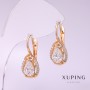 Xuping Earrings with White Stones 24x10mm, 18K Gold Plated