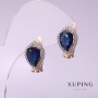 Xuping Earrings with Blue Stones 10x14mm, 18K Gold Plated