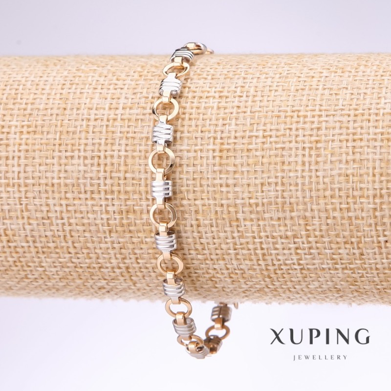 Xuping Bracelet, Fancy Braid, 6mm Thickness, 19cm Length, Rhodium, 18K Gold Plated