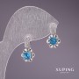 Xuping Earrings with Light Blue Stones 17x10mm Rhodium