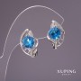 Xuping Earrings with Light Blue Stones 17x11mm Rhodium