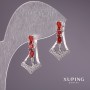 Xuping Earrings with Red Stones 23x12mm Rhodium
