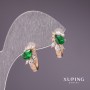 Xuping Earrings with Green Stones 15x9mm 18K Gold Plated