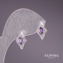 Xuping Earrings with Lilac Stones 15x10mm Rhodium