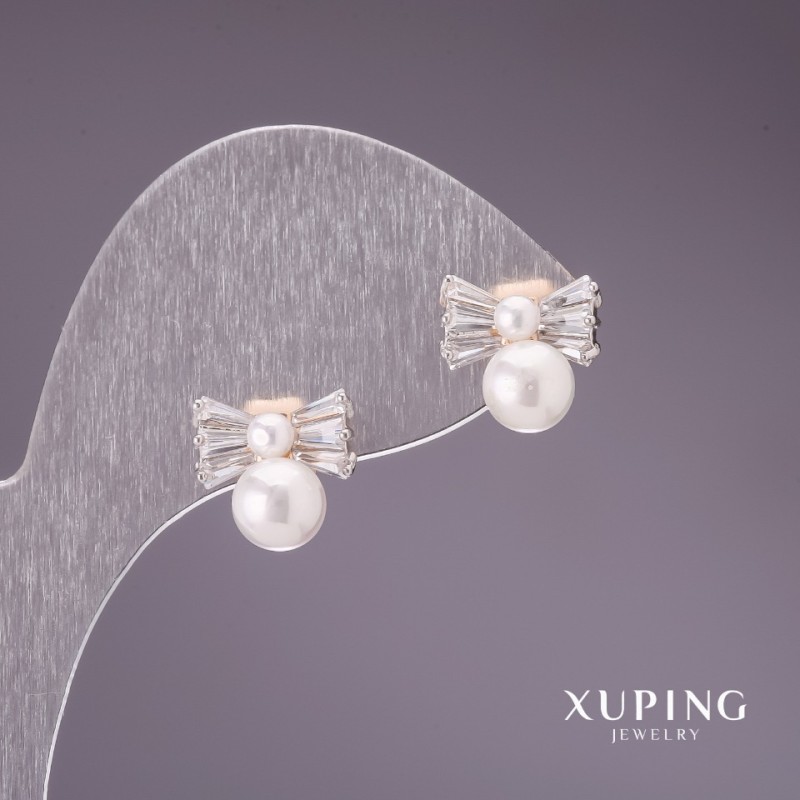 Xuping Earrings with "Majorca" Pearls 11x11mm 18K Gold Plated