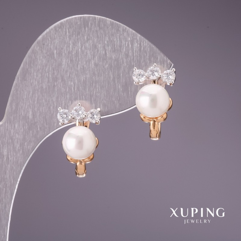 Xuping Earrings with "Majorca" Pearls 16x10mm 18K Gold Plated
