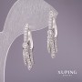 Xuping Earrings with White Rhinestones 31x7mm Rhodium