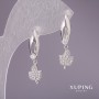 Xuping Earrings with White Stones 27x8mm, Rhodium