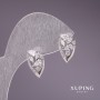 Xuping Earrings with White Stones 9x15mm Rhodium
