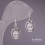 Xuping Earrings with White Stones 24x11mm, Rhodium