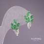 Xuping Earrings with Green Stones 22x12mm, Rhodium