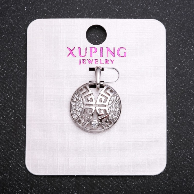 Xuping Pendant with White Rhinestones 17x22mm Rhodium