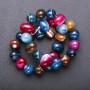 Multicolor Agate Beads on Thread, 17x12mm, 38cm, Cross-Drilled Hole