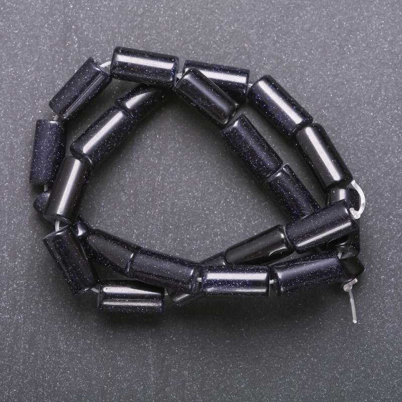 Natural Stone Aventurine "Blue Sand Cairo Night" Beads on a Strand, Cylinder Shape, Diameter 8x17mm, Length 40cm