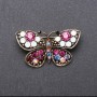 Sale! Butterfly Brooch with Multicolor Rhinestones 43x25mm Yellow Metal