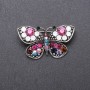 Sale! Sale! Butterfly Brooch with Multicolor Rhinestones 43x25mm Gray Metal
