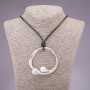 High-Tech Pendant on Long Cord, Diameter 68mm, Length 80cm, Silver-Tone Metal