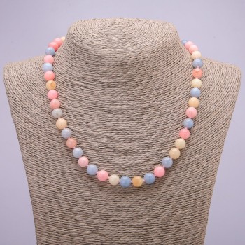 Necklace Faux Morganite Smooth Round Beads, Diameter 8(+/-)mm, Length 45cm