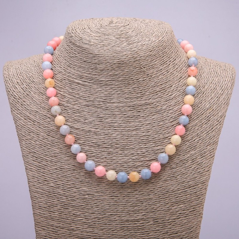 Necklace Faux Morganite Smooth Round Beads, Diameter 8(+/-)mm, Length 45cm