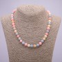 Necklace Faux Morganite Smooth Round Beads, Diameter 8(+/-)mm, Length 45cm