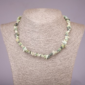 Natural Stone Serpentine Chip Necklace, diameter 5-8mm+/-, length 45cm+