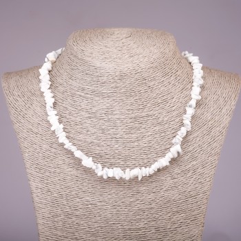 Natural Stone Cacholong Chip Necklace, diameter 5-8mm, length 42-48cm