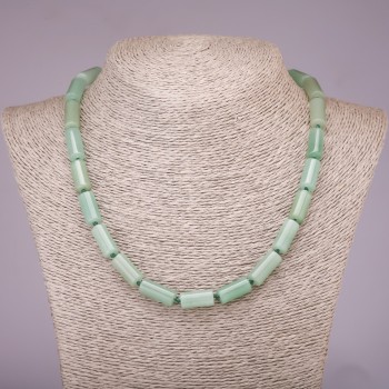 Natural Stone Jade Necklace Cylinder, diameter 8x17mm, length 45cm
