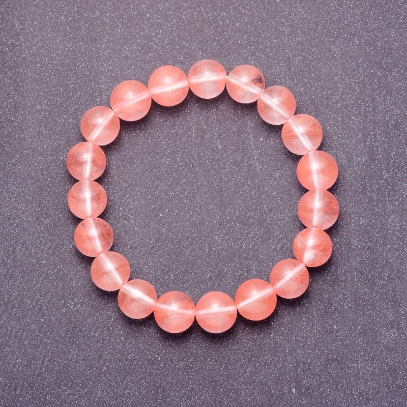 Natural Chalcedony Smooth Round Bead Bracelet, 8mm (+/-) Diameter on Elastic, 18cm Circumference