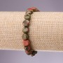 Bloodstone Unakite Tumbled Bracelet, ~9-8mm Diameter, 18cm Length, Elastic
