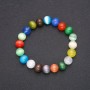 Natural Cat's Eye Stone Bracelet Multicolor Smooth Round Bead, 10mm Diameter, 18cm Length on Elastic