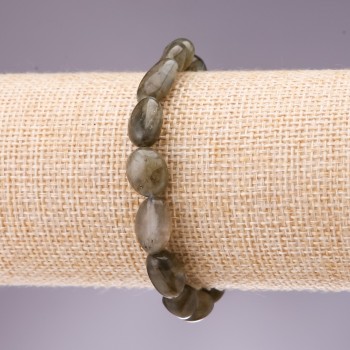 Natural Labradorite Tumbled Stone Bracelet, 8x12mm (+/-) Diameter, 18cm Length on Elastic