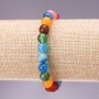 Natural Stone Assorted Bracelet "Summer" Smooth Round Bead, Diameter 8mm, Length 18cm on Elastic