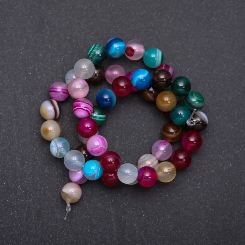 Eye Agate Beads, Multicolor, Diameter 8mm, Thread Length 38cm