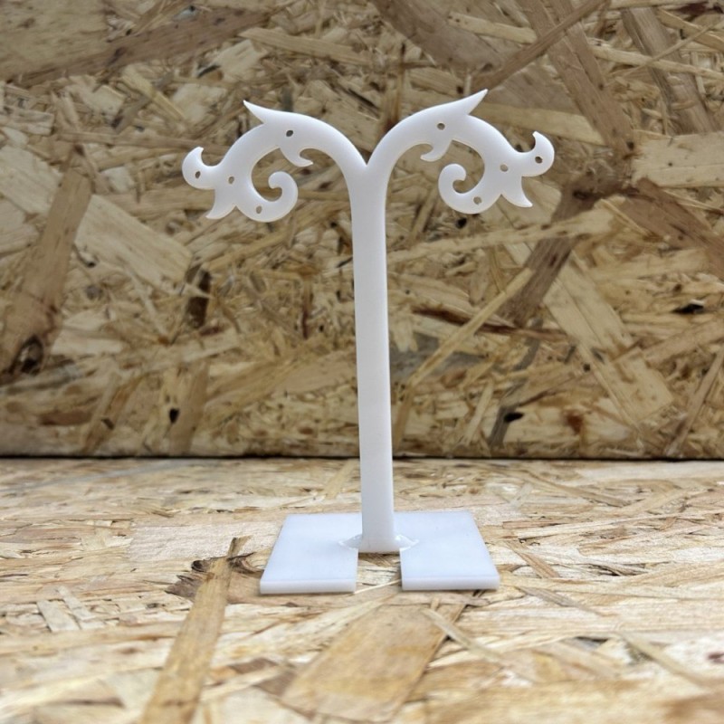 Earring Stand, White Plastic, Height 117mm Width 92mm Depth 55mm