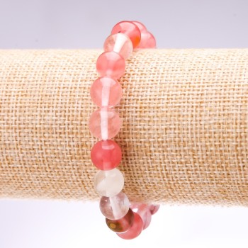 Chalcedony Bracelet, Smooth Round Beads, Diameter 10mm, Length 18cm