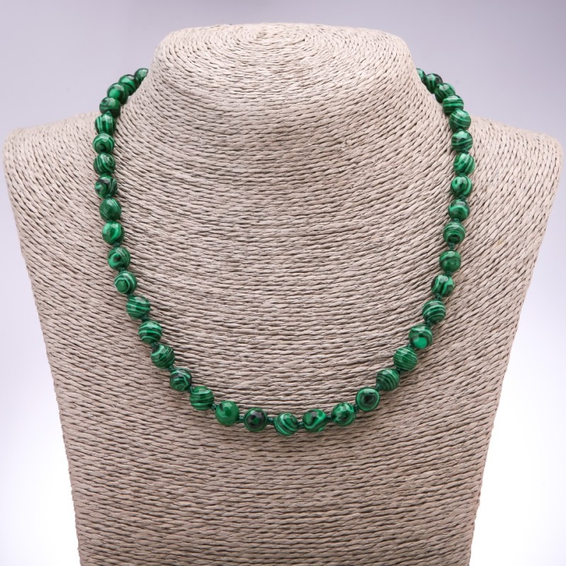 Malachite Beads, Faceted Round Bead 8mm Diameter, 48cm Length