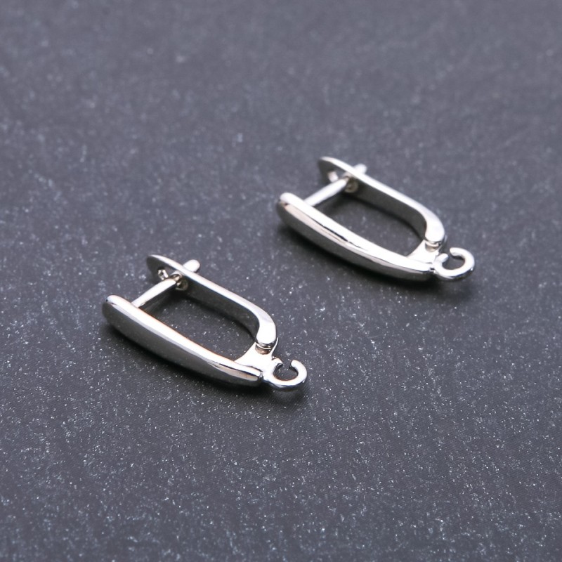 Earring Hooks 3x15x18mm, Silver Color, Pair