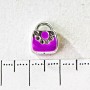 Pandora Charm Bead Light Gray Metal Purple Handbag 10mm, pack of 6 pcs