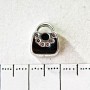 Pandora Charm Bead Light Gray Metal Black Handbag 10mm, pack of 6 pcs