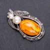 Forged Brooch "Amber" 62x32mm gray metal