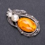 Forged Brooch "Amber" 62x32mm gray metal